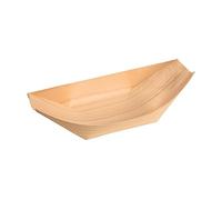 DOT Horeca Solutions 50 Barchette Legno Finger Food - Piatti Monouso Biodegradabili in Pino per Sushi, Aperitivo e Catering - Vassoi Ecologici Design Rustico per Feste e Matrimoni (22 x 10 cm)