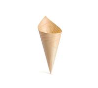 DOT Horeca Solutions 50 Coni Legno Finger Food - Ciotole Monouso Biodegradabili in Pino per Patatine e Tempura, Aperitivo e Catering - Ecologici Design Rustico per Feste e Matrimoni Bamboo (13 x 5 cm)