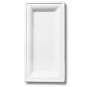DOT Horeca Solutions 50 Piatti piani RETTANGOLARI bianchi carta bagassa 26x13 CM usa e getta monouso piatto polpa di cellulosa biodegradabili compostabili riciclabili bio bianco canna da zucchero