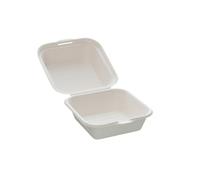 DOT Horeca Solutions 50 Scatole per hamburger usa e getta e getta biodegradabili 15x15x8 cm, contenitori per hamburger e bagassa, compostabili, coperchio ribaltabile, scatola colore bianco