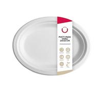 DOT Horeca Solutions 500 Piatti piani OVALI bianchi carta bagassa 26x20 CM usa e getta monouso piatto ovale polpa di cellulosa biodegradabili compostabili riciclabili bio | bianco canna da zucchero