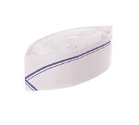 DOT Horeca Solutions - Cappello a Bustina Copricapo in Carta Risto cap Cuoco Cucina Chef con Striscia Blu e Fascia Assorbisudore Ristorante Mensa - 100 Pz