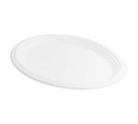DOT Horeca Solutions - Piatto Ovale Compostabile in Bagassa 32×25 cm - 50 pz - Piatti Piani Monouso - Biodegradabile, Ideale per Catering e Buffet, Perfetto per Eventi e Feste