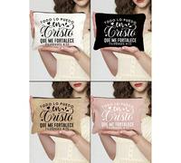 Dotato di borsa per il trucco con stampa cristiana, borsa di stoccaggio con stampa vintage della Bibbia, Dio, Gesù, borsa da toilette, regalo cristiano, elegante, semplice, borsa a mano, leggera e pie