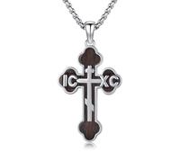 DOTBJ Collana in argento sterling 925, con croce in legno, per uomo e donna, con catena in acciaio inox, Argento sterling