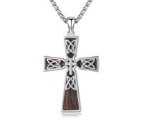 DOTBJ Collana in argento sterling 925, con croce in legno, per uomo e donna, con catena in acciaio inox, Argento sterling