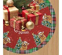 DOTBUY Gonna per Albero di Natale 60/90/120/150/170 cm, Rotondo Copri Base Albero Artificiale in Poliestere Rustica Tappeto per Decorazioni Natalizia Fiestas Casa Interni (Buon Natale,170cm)