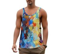 DOTBUY-SHOP Canotta Palestra Uomo, 3D Graffiti Uomo Estiva Traspirante, Mimetizzazione Canotta Running Senza Maniche, Canottiera Sportiva Smanicato Estiva Casual (Graffiti 2,L)