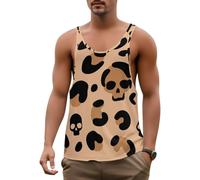 DOTBUY-SHOP Canotta Palestra Uomo, 3D Halloween Canottiera Uomo Estiva Traspirante, Canotta Running Senza Maniche Leggero, Canottiera Sportiva Smanicato Casual (Stampa Leopardata,M)