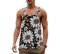 DOTBUY-SHOP Canotta Palestra Uomo, Canottiera Uomo Estiva Traspirante con Stampa 3D Margherita, Canotta Running Senza Maniche Leggero, Canottiera Sportiva Smanicato Casual (Schizzo,L)