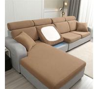 DOTBUY-SHOP Copriseduta Divano Elasticizzato, Jacquard Copri Seduta Divano Elastico Coprisedile Divano Universale Coprisedili per Divano Copri Cuscini Divano (Copri Chaise Longue,Marrone Chiaro)
