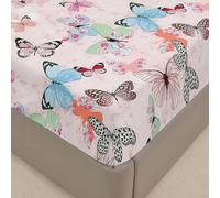 DOTBUY-SHOP Lenzuolo con Angoli Una Piazza e Mezza,Animali a Fumetti Morbida Coprimaterasso Matrimoniale,Letto Singolo Doppio Sovrapposizioni di Toppers con Angoli Elastici (120x200cm,Farfalla)