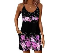 DOTBUY-SHOP Tuta Intera Donna Corte Elegante Curvy Casual (Ibisco viola,L)