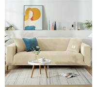 DOTBUY-SHOP Velluto Fodere Copripoltrona 1 Posto / 2 3 4 Posti Copridivano Elasticizzato, Fodere Copridivani Tinta Unita, Fodere Copridivani Universale (2 posti,Beige)