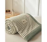 DOTBUY Trapuntino Estivo Matrimoniale 180x200cm Fresco e Sottile in Cotone Lavabile Copriletto Leggero a Quadri Verde, Ideale per Notti Calde (Senza Federe)