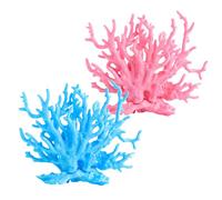 Doterul Corallo Artificiale Pesci Serbatoio 2 Pezzi Coralli in Plastica Rosa e Blu Serbatoio Ornamento Simulazione Piante