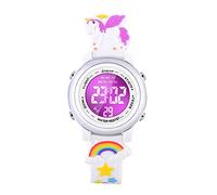 Dotodo Giocattoli regali per bambini di 3 4 5 6 anni, orologio per ragazze dai 3 ai 10 anni con luci LED impermeabili allarme - I migliori regali, bianco, Classico
