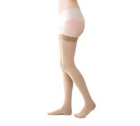 Dott. Piazza Autoreggenti Terapeutiche in Microfibra Soft - Classe I di Compressione - CL1- K1- Punta chiusa (Beige, XLARGE REGULAR)