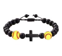 Dottduya Bracciali cristiani per uomini, bracciali con perle sportive, naturali intrecciate, perline motivazionali, bracciale regolabile con simbolo nero, per, Siehe Beschreibung, Vedi descrizione