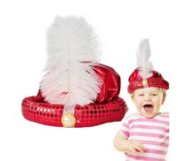 Dottduya Cappello per bambini | Cappello per adulti - con piume e perline paillettes, turbano per testa sultano, aspetto lucido per teatro