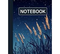 dotted line inlay Notebook for writing, for work, 7x9, notes in school, university, college, office, home. For student.: Reeds and stary in the night sky