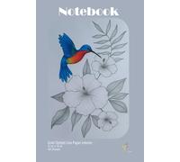 Dotted Line Paper Notebook "Hummingbird", with Gold Color tone dots. Small size 6 x 9 in, 120 Pages, Designed for Handwriting, Brainstorming, Perfect ... students, teens, kids, adults, creatives.