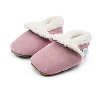Dotty Fish Pantofole a piedi nudi in pelle scamosciata per neonati e bambini - Foderate in pile, antiscivolo, flessibili, consigliate dai podologi. Bambini e bambine - Rosa 0-6 mesi