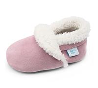 Dotty Fish Pantofole in Pelle Scamosciata per Bambini - Foderate in Felpa Calda - Scarpe Antiscivolo per Bambini Rosa pallido. 12-18 Mesi (EU21)