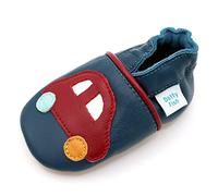 Dotty Fish Scarpine per Bambini e Neonati in Morbida Pelle - Piedi Nudi, Suola Antiscivolo, consigliate dai podologi, Pelle Traspirante, Marchio Britannico - Auto Rossa 3-4 Anni