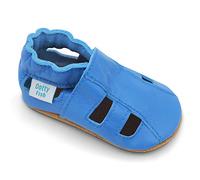 Dotty Fish Scarpine in Pelle Morbida Prima Infanzia. Antiscivolo. Sandali Blu Azzurro. 12-18 Mesi (21 EU)