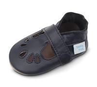 Dotty Fish Sandali Bambino e Bambina in Pelle - Suola Morbida Antiscivolo, Scarpe Primi Passi Barefoot, Sensazione Piedi Nudi - Blu 2-3 anni