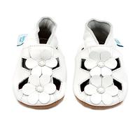 Dotty Fish Sandali in Pelle Barefoot, Suola Morbida - Fiore bianco 2-3 a