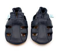 Dotty Fish Scarpine in Pelle Morbida Prima Infanzia. Antiscivolo. Sandali Blu Marino. 2-3 Anni (25 EU)