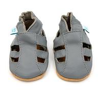 Dotty Fish Sandali in Pelle con Suola Morbida per Neonati e Bambini, Antiscivolo, Traspiranti, Leggeri e Flessibili, Effetto Piedi Nudi, Scarpe Estive Bambino e Bambina - Grigio 12-18 mesi