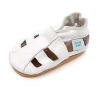 Dotty Fish Sandali in Pelle con Suola Morbida per Neonati e Bambini, Antiscivolo, Traspiranti, Leggeri e Flessibili, Effetto Piedi Nudi, Scarpe Estive Bambino e Bambina - Bianco 18-24 mesi