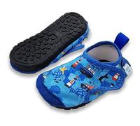 Dotty Fish Scarpe da Nuoto a Piedi Nudi per Neonati e Bambini - Scarpe da Acqua Antiscivolo, Asciugatura Rapida con Suola in Gomma, Leggere e Flessibili, Chiusura Regolabile - Barca Blu, 2-3 Anni