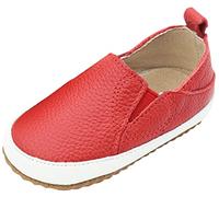 Dotty Fish Scarpe in Pelle Casual per Bambini. Antiscivolo con Suola di Gomma per Bambini e Bambine. Primi Camminatori. Rosso (22.5 EU)