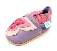 Dotty Fish Scarpine in Pelle Prima Infanzia. Scarpe Bimbi per Primi Passi con Suola Scamosciata. Farfalla Viola e Rosa. 6-12 Mesi (19 EU)