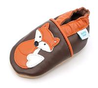 Dotty Fish Scarpine in Pelle Prima Infanzia. Scarpe Bimbi per Primi Passi con Suola Scamosciata. Volpe Marrone e Arancione. 6-12 Mesi (19 EU)