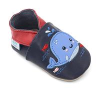 Dotty Fish Scarpine in Pelle Prima Infanzia. Scarpe Bimbi per Primi Passi con Suola Scamosciata. Balena Blu Navy. 3-4 Anii (27 EU)
