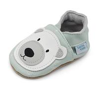 Dotty Fish Scarpine in Pelle Prima Infanzia. Scarpe Bimbi per Primi Passi con Suola Scamosciata. Orso Polare Blu Ghiaccio. 12-18 Mesi (21 EU)