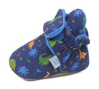 Dotty Fish Stivaletti Neonato - Scarpe Invernali Comode e Calde in Cotone - Suola in Suede Antiscivolo - Foderati in Pile - Blu marino con dinosauri - 6-12 Mesi.