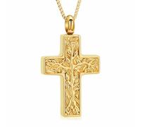 DOTUIARG Albero della Vita Urna Collana per Ceneri Croce Cremazione Gioielli per Donne Uomini Ceneri Pendente Ricordo Memoriale per Gioielli per L'uomo