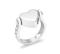 DOTUIARG Anelli di cremazione per cenere - Urna in forma di cuore d'amore Anello commemorativo con anello per il dito Collana gioielli in acciaio inossidabile da ricordare regalo per donne