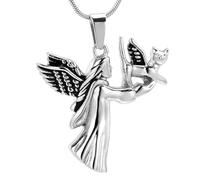 DOTUIARG Angelo con gatto Gioielli da cremazione Argento oro rosa oro nero collana memoriale per cenere pendente da ricordo