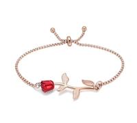 DOTUIARG Braccialetti per urne commemorative con ciondolo a rosa e braccialetto regolabile per cremazione per ceneri umane/animali domestici Piccole urne gioielli dona regalo