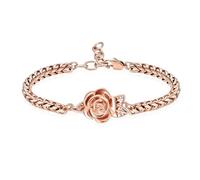 DOTUIARG Braccialetto con urna per cenere Gioielli cremazione di fiore di rosa per donne uomini Braccialetto commemorativo regolabile in acciaio inox