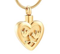 DOTUIARG Ciondolo cremazione a forma di cuore per le ceneri, urna per perdite di animali domestici, collana commemorativa per donne umane domestiche