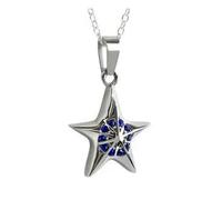 DOTUIARG Ciondolo per urna in cremazione in cristalli blu per donne e uomini per memoria, collana commemorativa per contenere le ceneri
