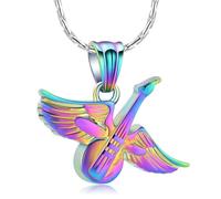 DOTUIARG Collana con urna a chitarra per le ceneri, ali d'angelo per cremazione, gioielli per la cremazione, pendente da ricordo, contenitore delle ceneri funebri, dono commemorativo per i cari